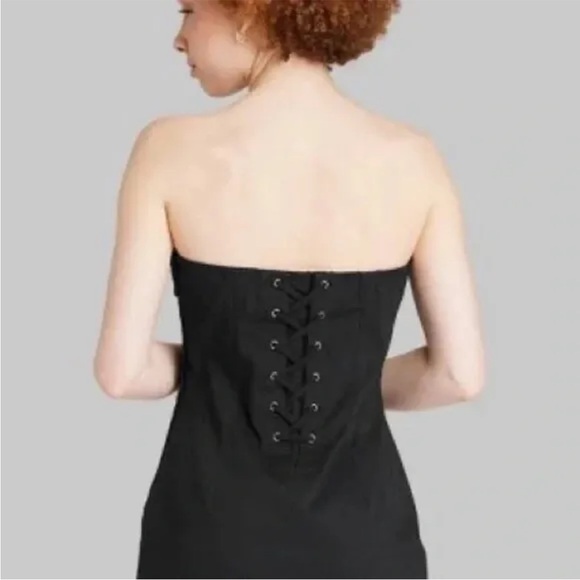 Wild Fable Black Twill Tube Mini Bodycon Dress - Picture 7 of 8